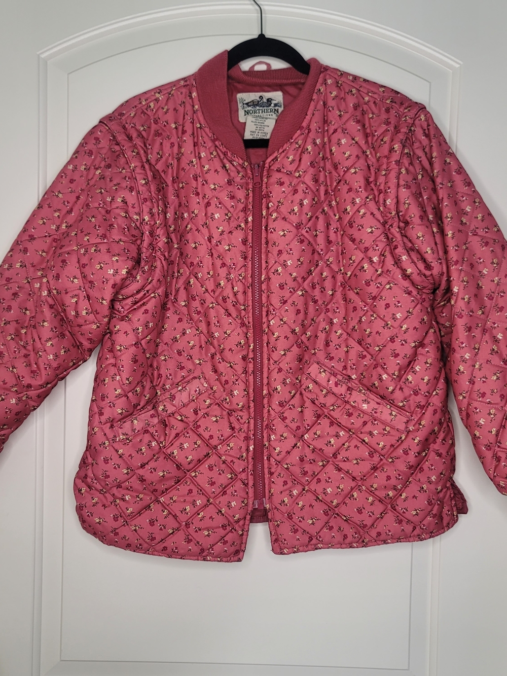 Vintage Cottagecore Northern Reflections Pink Quilted Floral Puffer Jacket